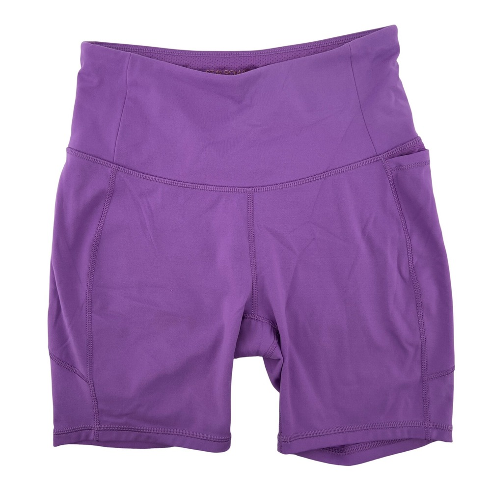 CALIA Women S‎ High-Rise Biker Shorts Purple Stretch Athleisure Pocket Workout